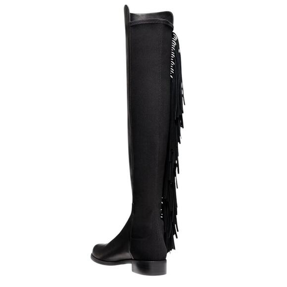 Stuart Weitzman 5050 Fringe Over The Knee Boot In Black Nappa Leather Size 7 - Picture 12 of 16